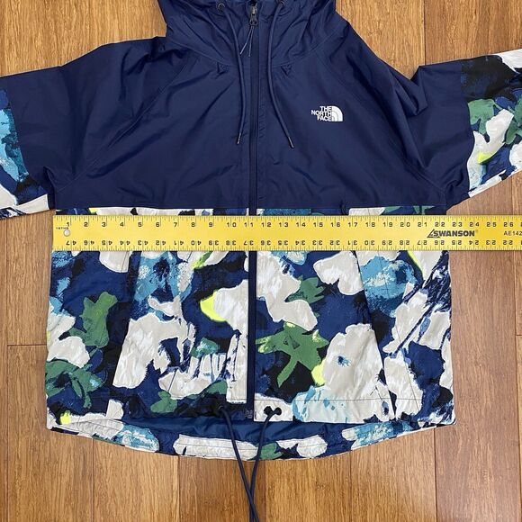 The North Face Windbreaker Rain Jacket Hooded Floral Lightweight Blue Large - Picture 5 of 9